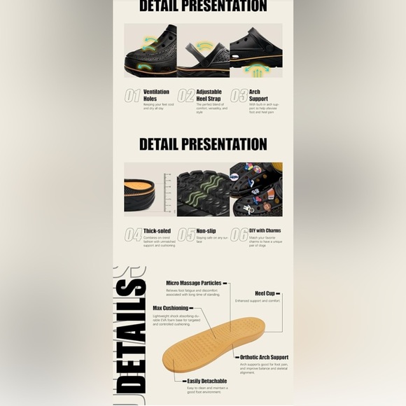 Men's and Women's Arch Support Clogs Garden Shoes Slip-on Outdoor Beach Slippers - Picture 8 of 9